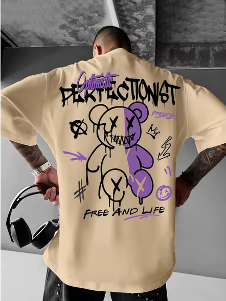T-shirt Homme – Style Street Américain – 100 % Coton