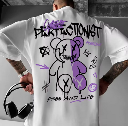 T-shirt Homme – Style Street Américain – 100 % Coton