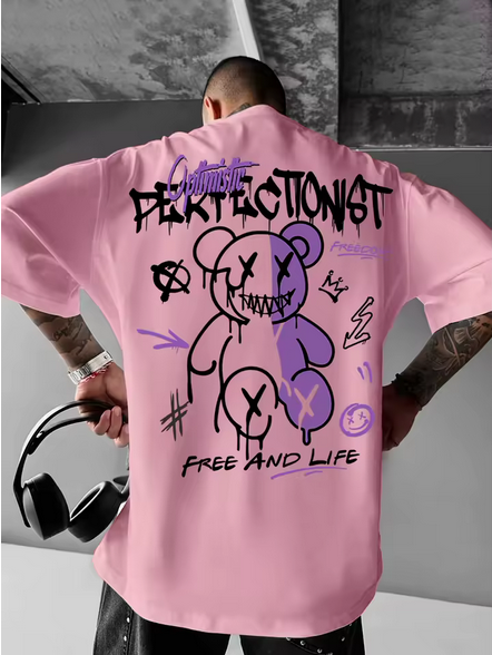 T-shirt Homme – Style Street Américain – 100 % Coton