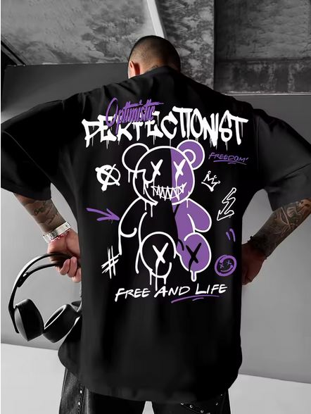 T-shirt Homme – Style Street Américain – 100 % Coton