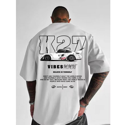 T-shirt Homme Streetwear – Motif Voiture Sport – 100 % Coton